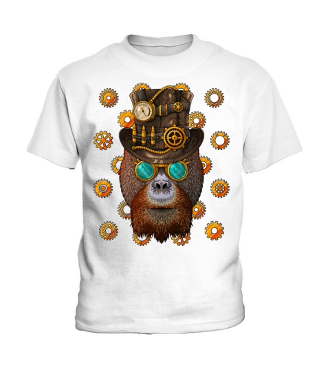Steampunk Orangutan Medieval Victorian Steam Power Kids T-Shirt