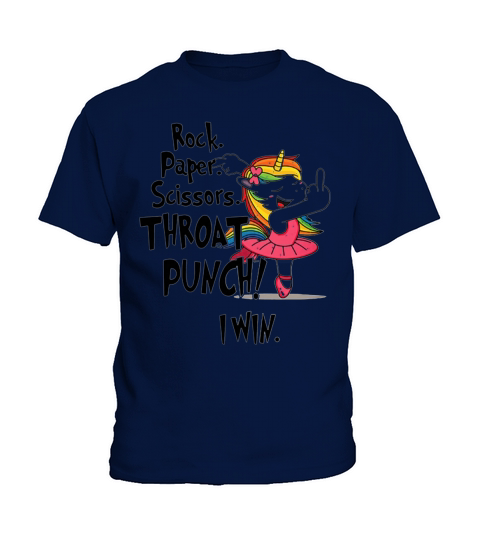 Unicorn Ballet Rock Paper Scissors Throat Punch I Win Kids T-Shirt