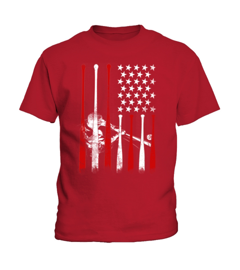 Vintage USA Flag Patriot Baseball Fan Softball Kids T-Shirt