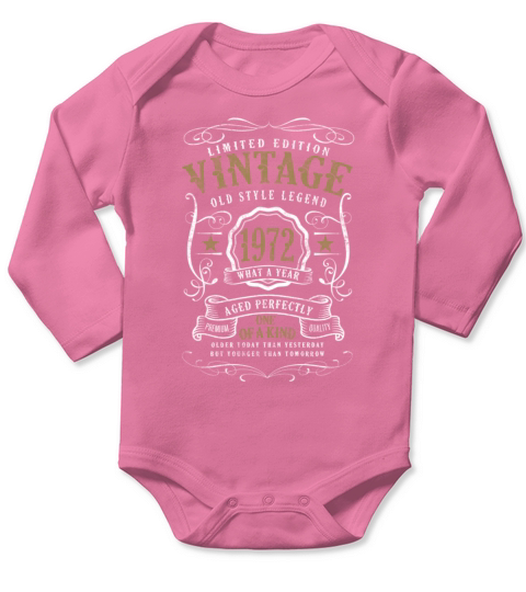 50th Birthday Old Style Legend Vintage 1972 Long Sleeve Baby One-Piece