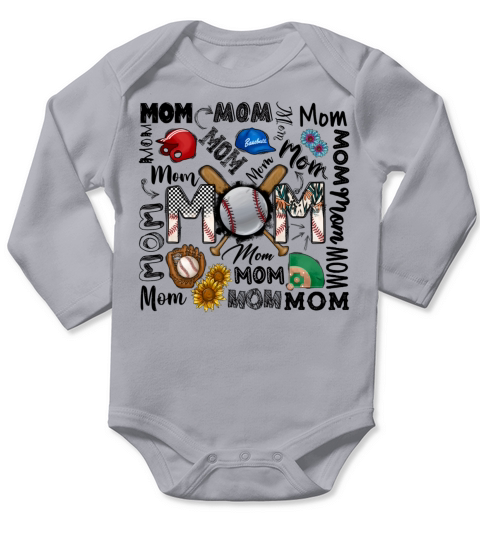 Baseball Mom Long Sleeve Baby One-Piece