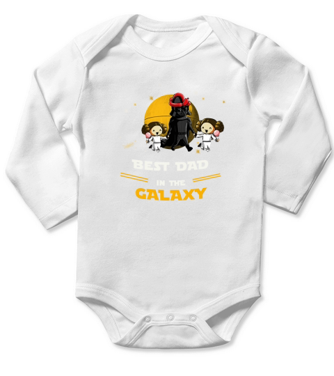 Best Dad in the galaxy. Father and 2 Daughters Long Sleeve Baby One-Piece