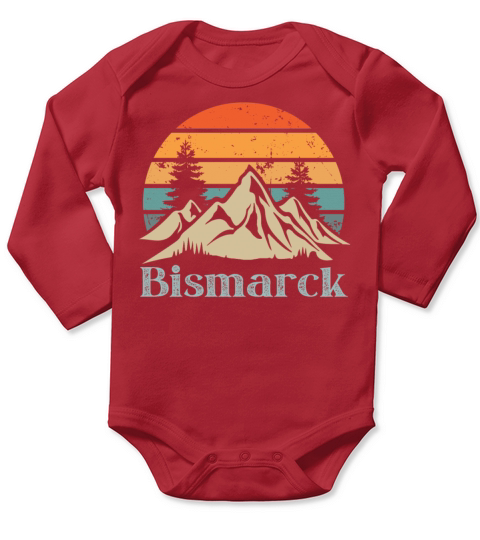 Bismarck Retro Vintage Mountain Sunset Outdoors Wi Long Sleeve Baby One-Piece