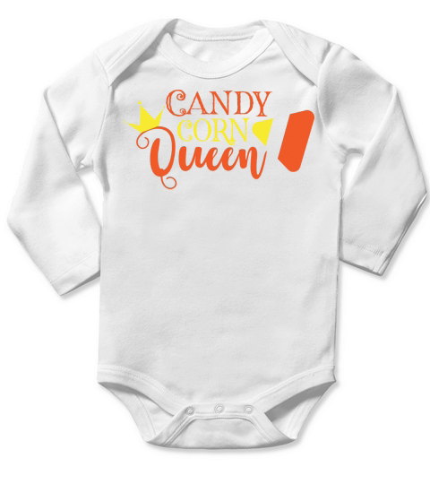 Candy corn queen Long Sleeve Baby One-Piece