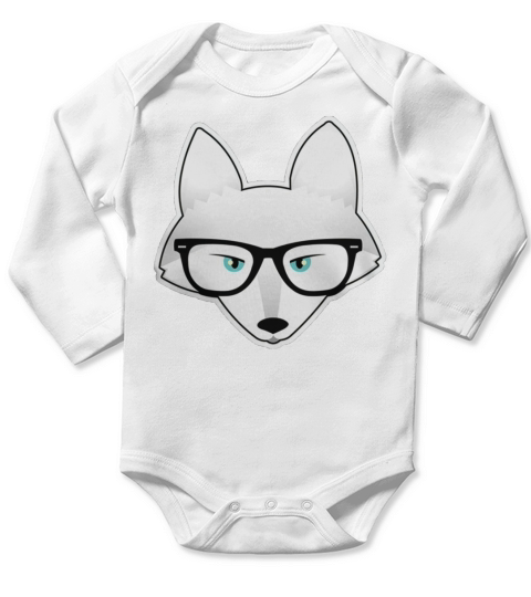 Cute Arctic Fox with Glasses Papa Mama Men Women Woman Girl Lady Foxes Lovers Hoodie Long Sleeve Baby One-Piece