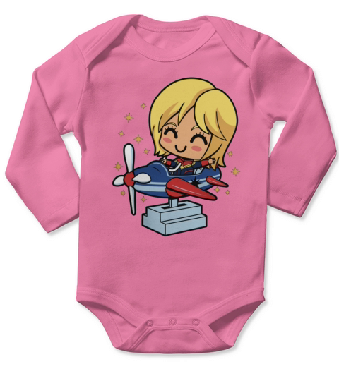 Cute girl Pilot in Training Long Sleeve Baby One-Piece