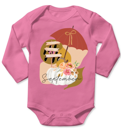Fall September white pumpkin abstract Long Sleeve Baby One-Piece