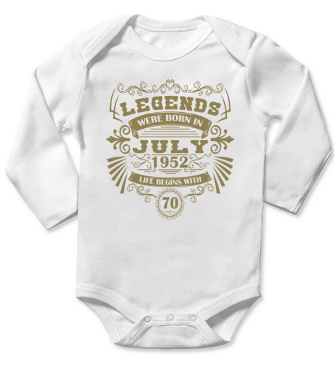 Funny Sayings for 50th Birthday July 1952 Vintage Long Sleeve Baby One-Piece