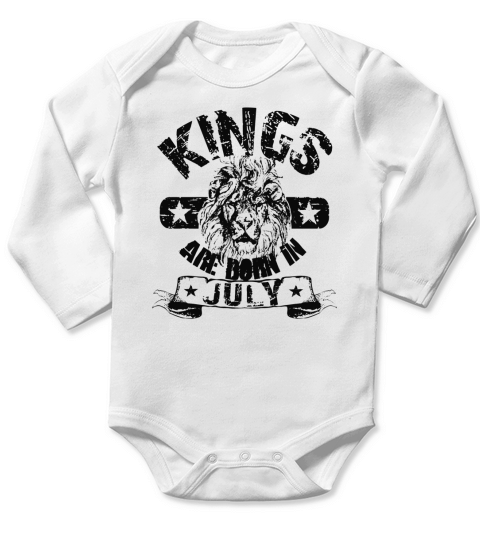 Kings Are Born In July Long Sleeve Baby One-Piece