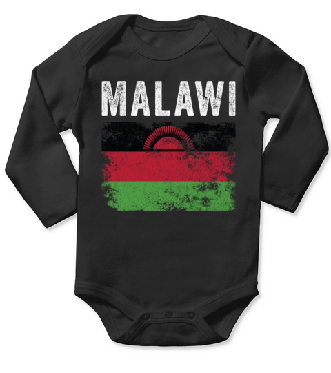 Malawi Flag Distressed - Malawian Flag Long Sleeve Baby One-Piece