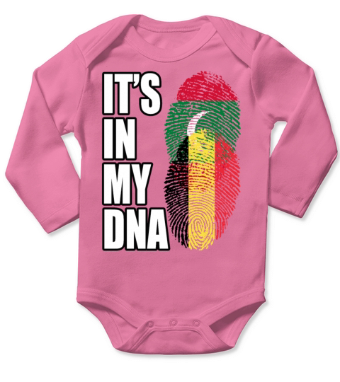 Maldivian And Belgian Mix Heritage DNA Flag Long Sleeve Baby One-Piece