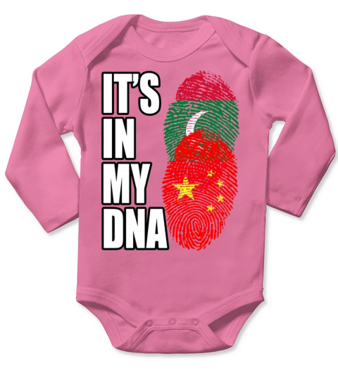 Maldivian And Chinese Mix Heritage DNA Flag Long Sleeve Baby One-Piece