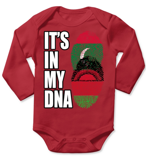 Maldivian And Malawian Mix Heritage DNA Flag Long Sleeve Baby One-Piece