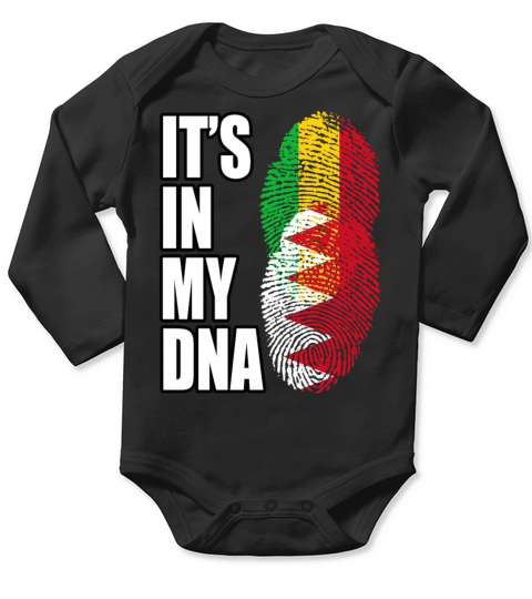 Malian And Bahraini Mix Heritage DNA Flag Long Sleeve Baby One-Piece