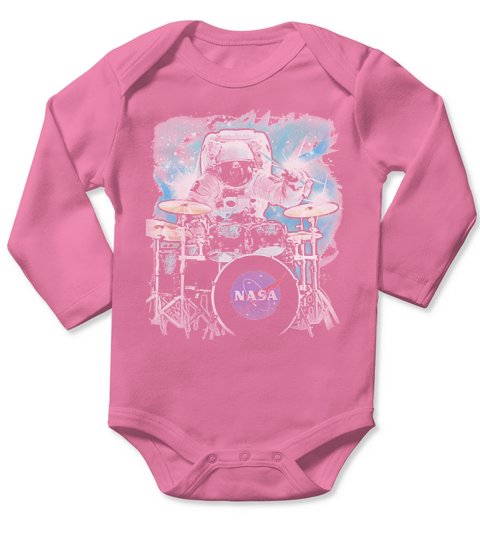 NASA Space Drum Playing Astronaut Graphic Long Sleeve Baby One-Piece
