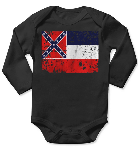 Original Vintage Distressed Mississippi State Flag T-Shirt Long Sleeve Baby One-Piece