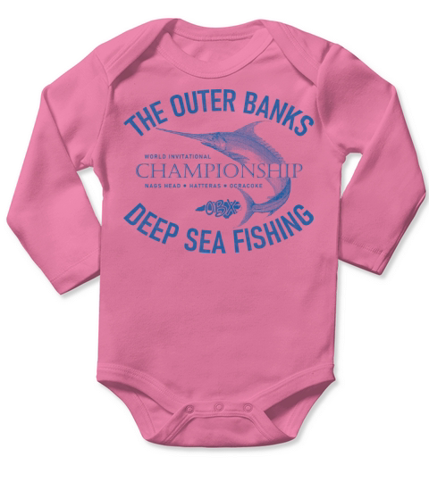 Outer Banks Deep Sea Fishing OBX Vintage Blue Long Sleeve Baby One-Piece