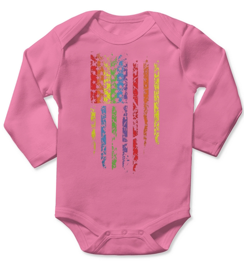RAINBOW FLAG - GAY LESBIAN USA T-SHIRT Long Sleeve Baby One-Piece