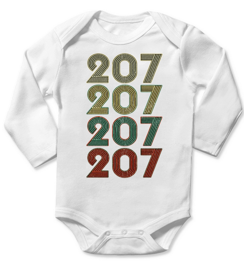 Retro America State Flag Area Code Maine Long Sleeve Baby One-Piece