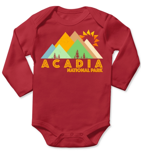 Retro Vintage Acadia National Park Long Sleeve Baby One-Piece