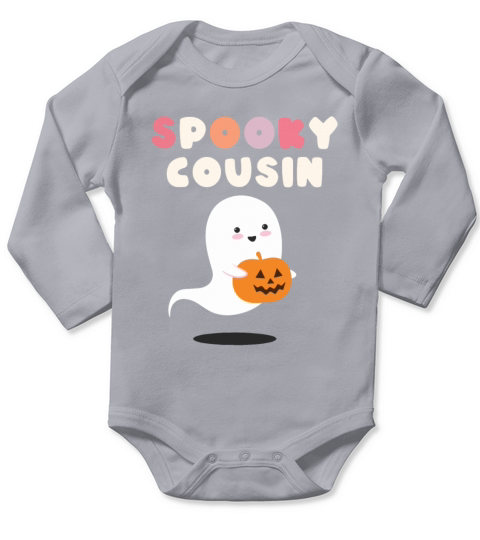 Spooky COUSIN Halloween Ghost Retro October Long Sleeve Baby One-Piece