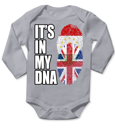 Tajikistani And British Vintage Heritage DNA Flag Long Sleeve Baby One-Piece