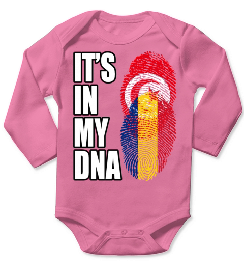 Tunisian And Romanian Mix Heritage DNA Flag Long Sleeve Baby One-Piece