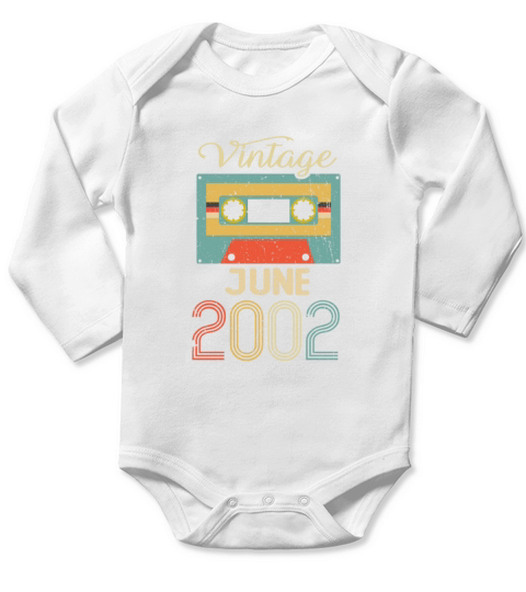 Vintage June 2002 20th Birthday 20 Year Gift Long Sleeve Baby One-Piece