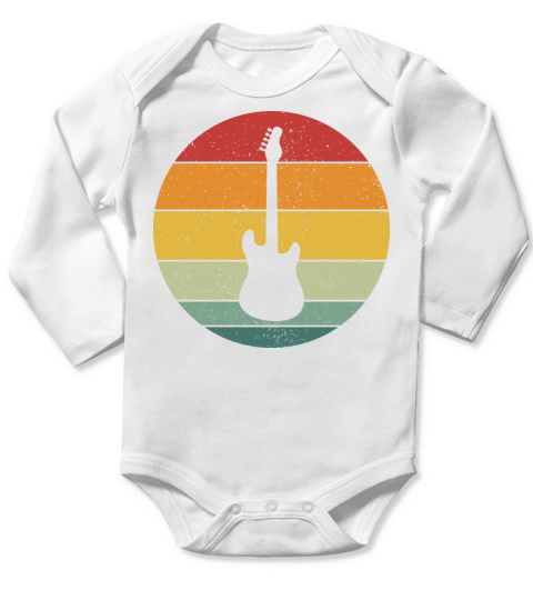 Vintage Retro Electric Guitar Vintage Music Long Sleeve Baby One-Piece