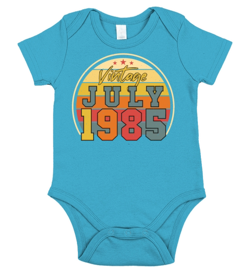 Birthday Greetings July 1985 Short Sleeve Baby One-Piece