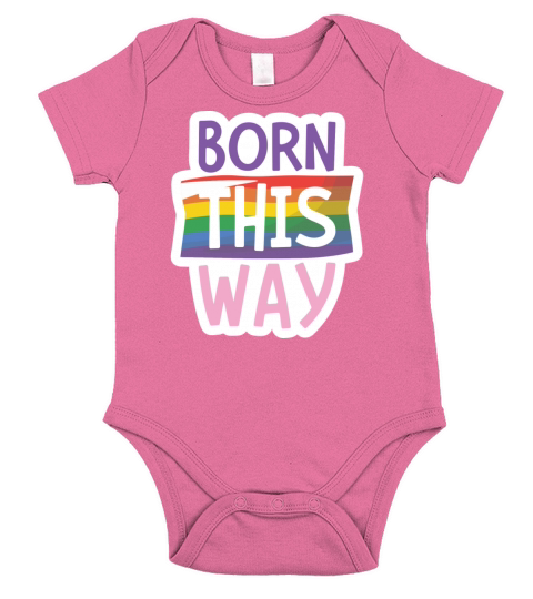 Born This Way Pride LGBT Queer Sticker Short Sleeve Baby One-Piece