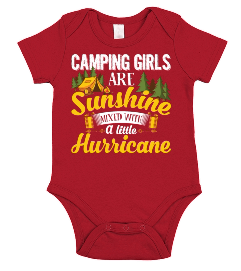 Camping Girls Are Sunshine Mixed Short Sleeve Baby One-Piece