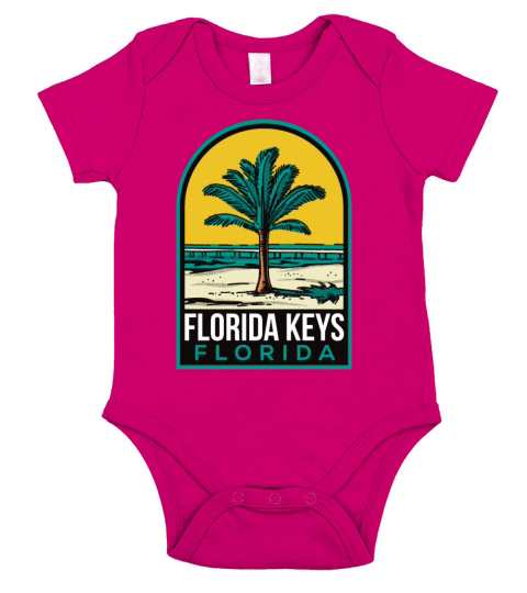 Florida Keys Vintage Beach Short Sleeve Baby One-Piece