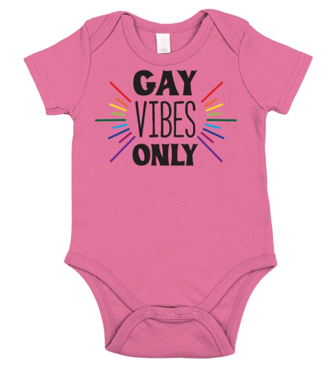 Gay Vibes Only Rainbow Text Short Sleeve Baby One-Piece