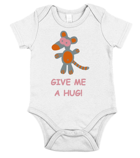 Give me a hug Mouse Rat Statement Fun T-Shirt Short Sleeve Baby One-Piece