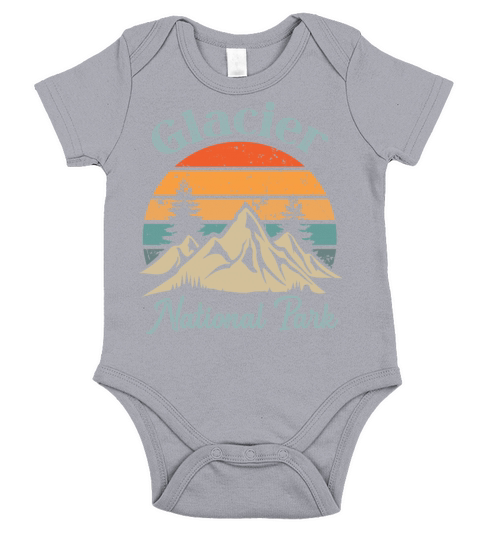 Glacier National Park Retro Vintage Mountain Sunse Short Sleeve Baby One-Piece