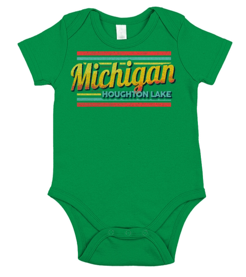 Houghton Lake Michigan Vintage Souvenir 70S 80S St Short Sleeve Baby One-Piece
