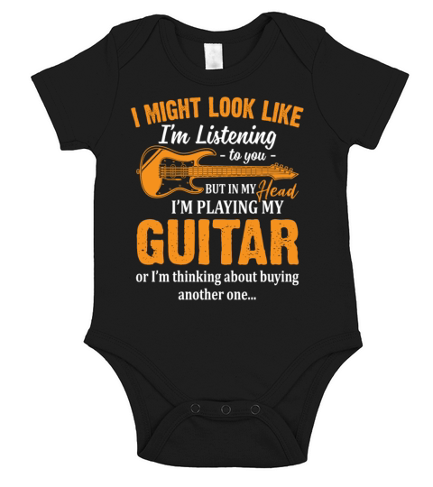 I Might Look Like In My Head Im Playing My Guitar Short Sleeve Baby One-Piece