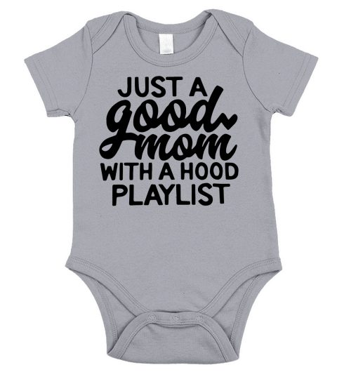Just a good mom with a hood playlist shirt Short Sleeve Baby One-Piece