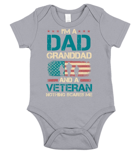 Mens Grandpa Granddad Veteran USA Flag Vintage Themed T-Shirt Short Sleeve Baby One-Piece
