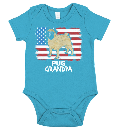 Mens Pug Dog Grandpa American Flag T-shirt Short Sleeve Baby One-Piece