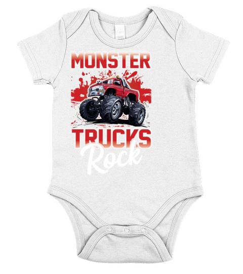 Monster trucks rock awesome monster truck gifts Short Sleeve Baby One-Piece