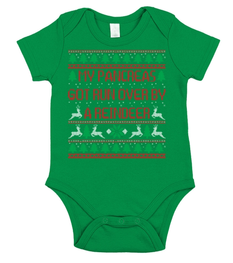 Merry Christmas My Pancreas Got Run Over By A Reindeer Funny Short Sleeve Baby One-Piece