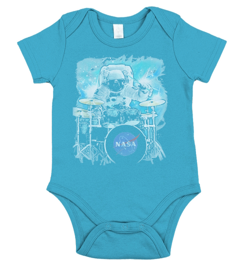 NASA Space Drum Playing Astronaut Graphic Short Sleeve Baby One-Piece
