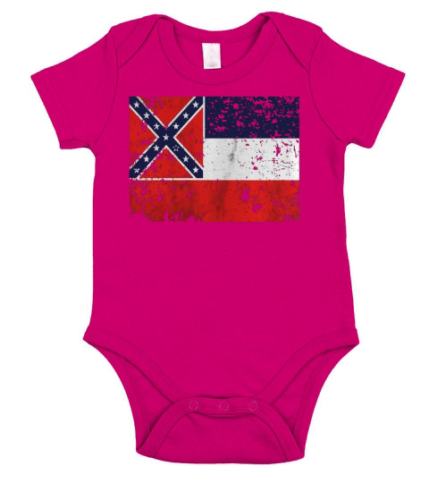 Original Vintage Distressed Mississippi State Flag T-Shirt Short Sleeve Baby One-Piece