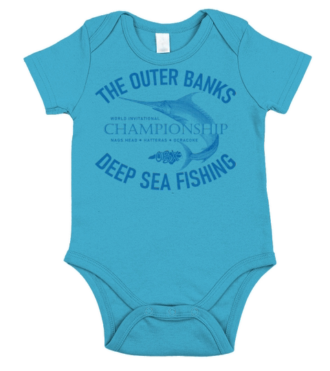 Outer Banks Deep Sea Fishing OBX Vintage Blue Short Sleeve Baby One-Piece