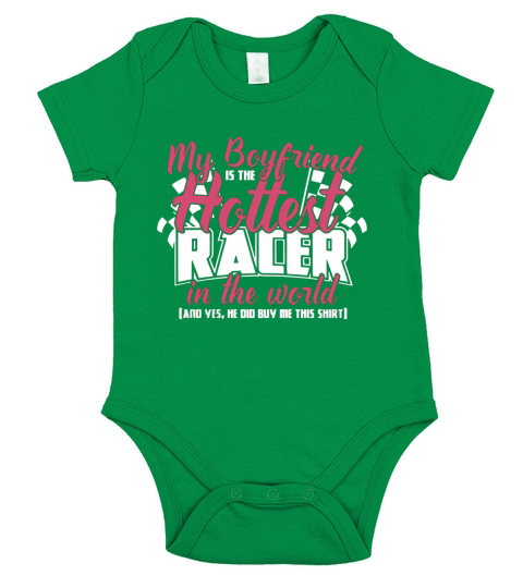 Racer - My boyfriend is the hottest in the world T-Shirt Short Sleeve Baby One-Piece