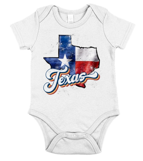 Retro State of Texas Flag Map Short Sleeve Baby One-Piece