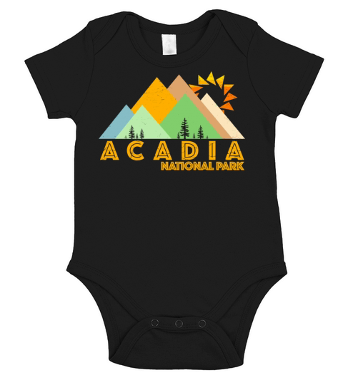 Retro Vintage Acadia National Park Short Sleeve Baby One-Piece