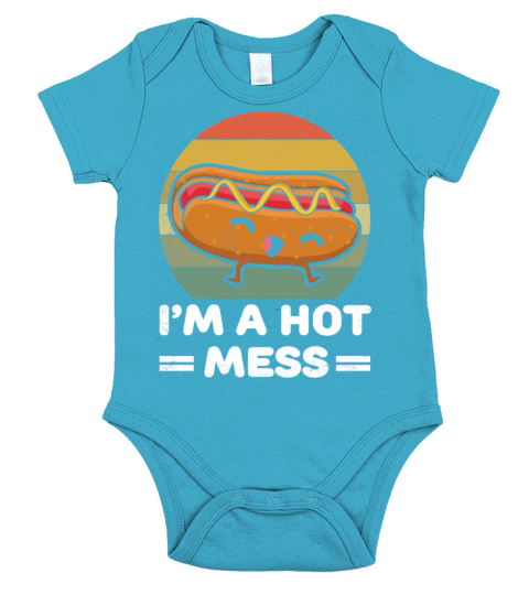 Retro Vintage Hot Dog Sandwich Mess Cute Short Sleeve Baby One-Piece